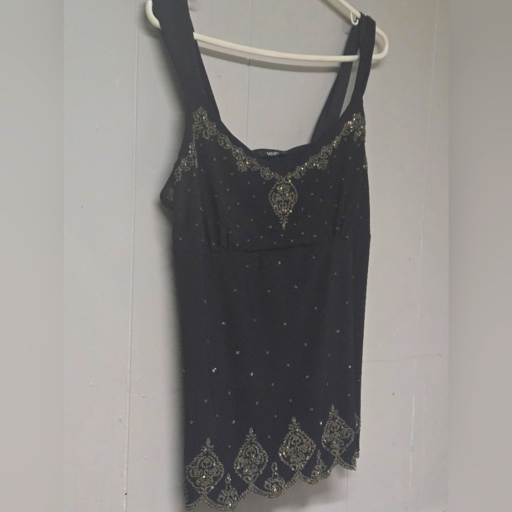 MSK Black and Gold Embellished Top